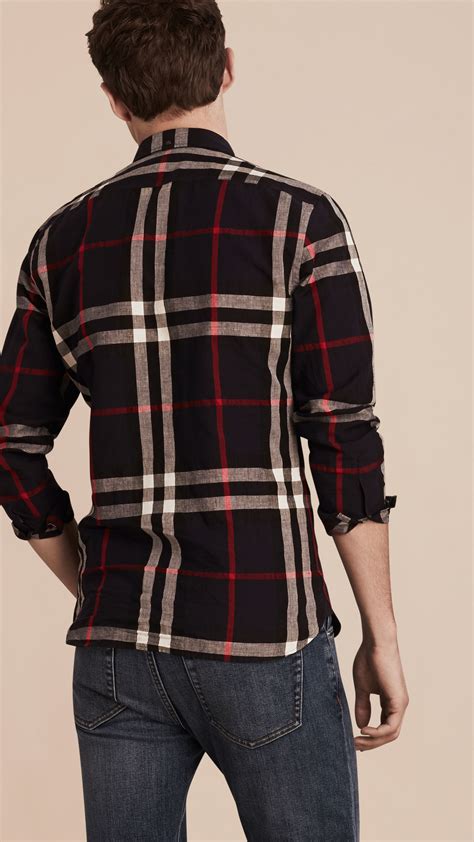 burberry cut out shirt men|Check Cotton Shirt in Navy .